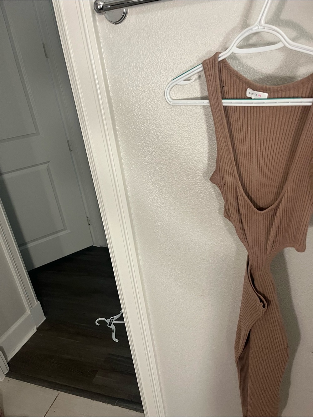 Fashion Nova Ribbed Tank Dress in Brown Taupe